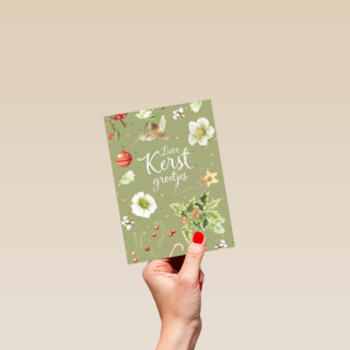 kerstkaart marjolein bastin lieve kerst groetjes vogeltje