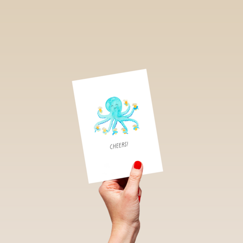 Verjaardagskaart met octopus