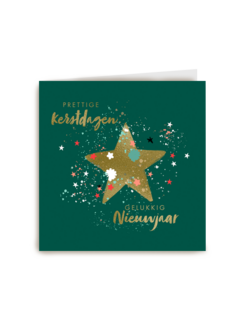 Kerstkaart groen gouden ster