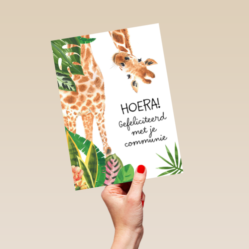 Hoera giraffe gefeliciteerd met je communie