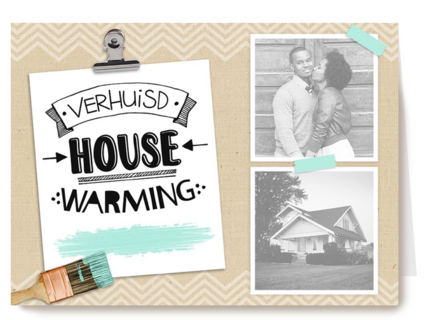 verhuisd housewarming kaart met verfkwast