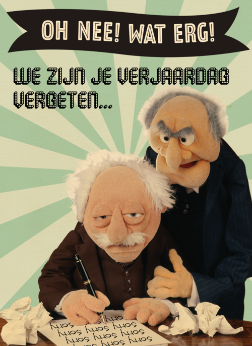 verjaardag te laat kaart muppets waldorf statler