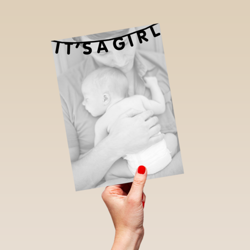 fotokaart enkel its a girl vlaggetje
