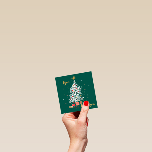 Groene kerstkaart vrolijke kerstboom
