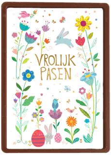 Paaskaart Vrolijk Pasen met bloemen