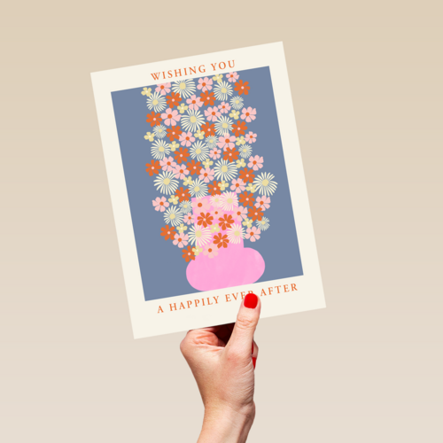 Getrouwd kaart met bloemen