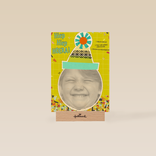 foto kaart verjaardag kids jongen met feestmuts