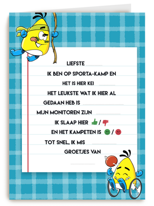 Sporta op kamp kaart lijstje