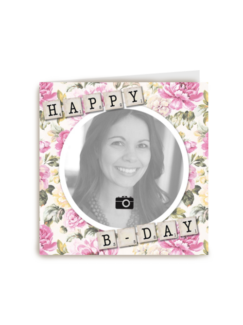 Verjaardagskaart Hallmark | Fotokaart Happy Bday Bloemen Achtergrond