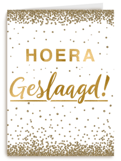 geslaagd kaart hoera geslaagd gouden letters