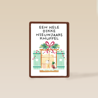 nieuwjaarskaart hart onder de riem een hele dikke nieuwjaarsknuffel