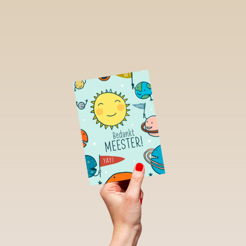 bedankt meester kaart met de zon en planeten