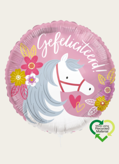 Ballon Paard Gefeliciteerd Roze Eco