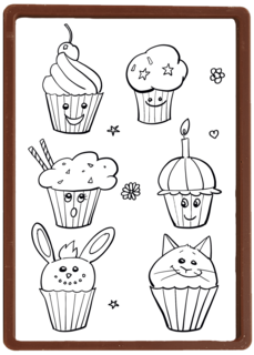 kleurplaat kaart cupcakes ziek thuis virus griep