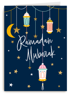 Ramadan Mubarak sterren en lantaarns