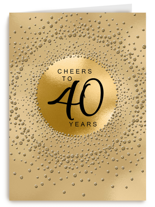 Verjaardagskaart leeftijden 40 Cheers to forty years goud