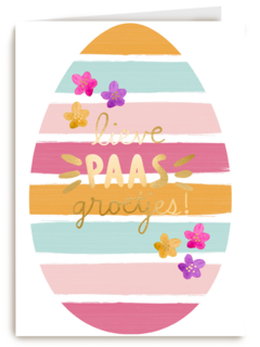 pasen kaart lieve paas groetjes gekleurd ei