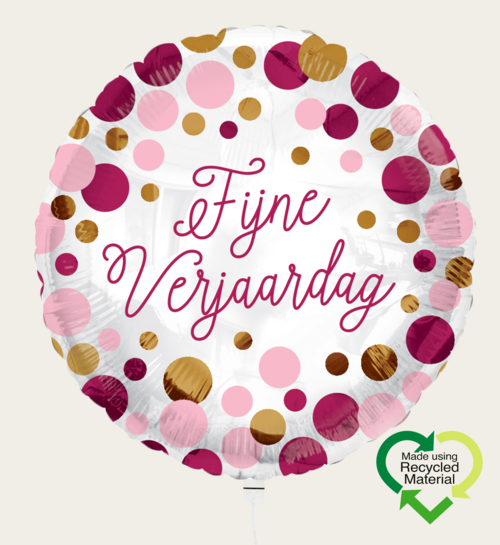 Ballon Fijne Verjaardag Roze en Goud Eco