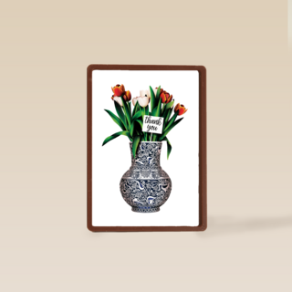 bedankt kaart folio vaas met bloemen thank you