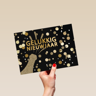 gelukkig nieuwjaar met glitterchampagne