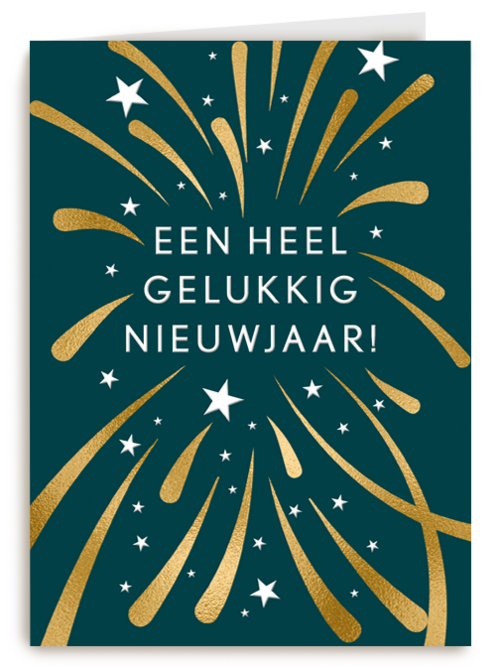 een heel gelukkig nieuwjaar met gouen vuurwerk