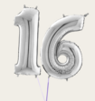 Cijferballon 16 Jaar Zilver XL