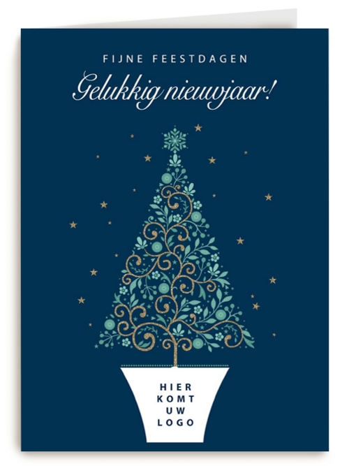 zakelijke kerstkaart met kerstboom en logo