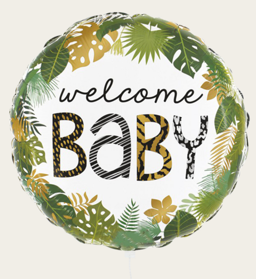 Ballon Welcome Baby Groen Wit