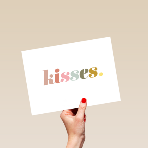 Liefde kaart kisses