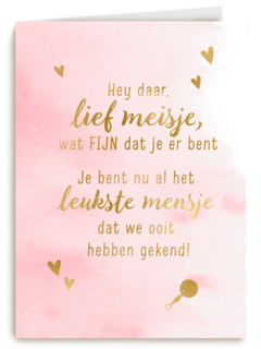 Babykaart dochter Hey daar lief meisje
