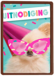 een uitnodiging van deze partyhond