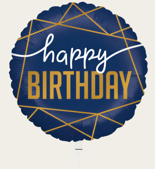 Ballon Happy Birthday Blauw Goud