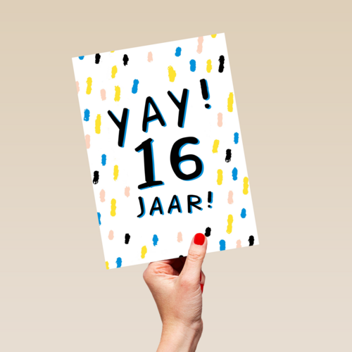 Verjaardagskaart yay 16 tiener jongen meisje