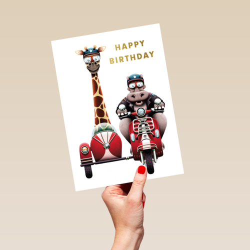 folio happy birthday from hippo and giraffe
