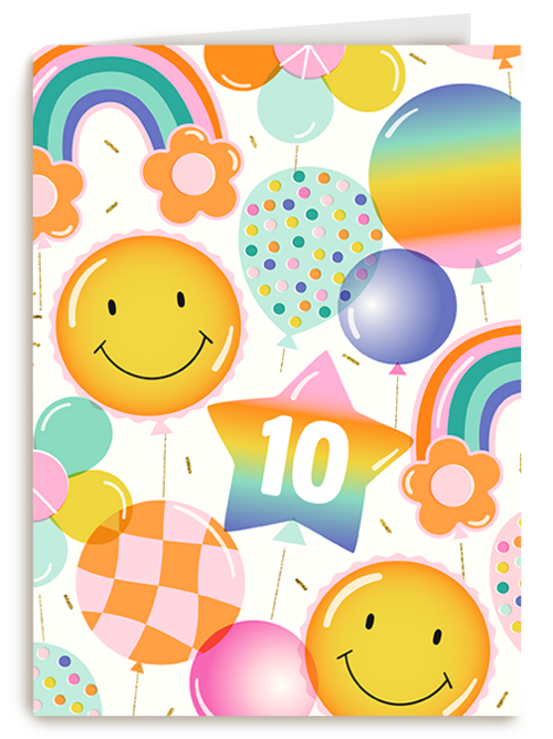 Kaart Hallmark | Kaart Met Leeftijden | Verjaardagskaart Smiley Ballonnen Met Leeftijd