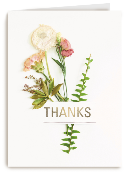 botanical kaart thanks met een bloemetje