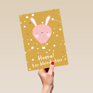Hoera een kleindochter Roze konijn ballon