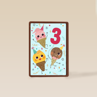 Verjaardagskaart ijsjes en leeftijd