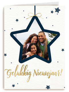 nieuwjaar fotokaart ster kader aanpasbare tekst