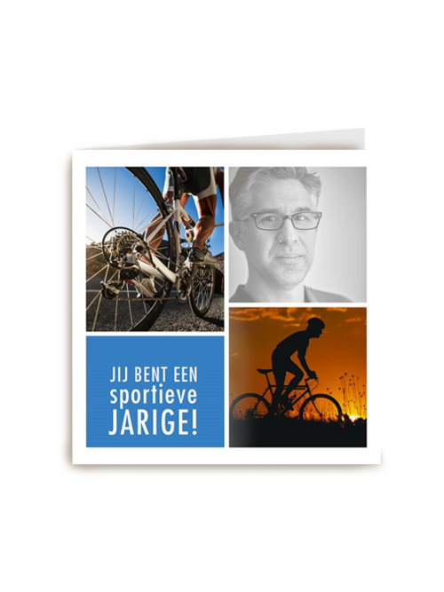 een fotokaart voor een sportieve jarige