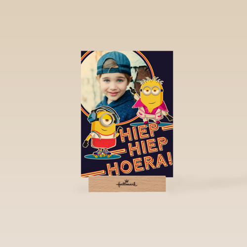 Minions fotokaart hiep hiep hoera