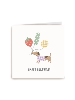 Verjaardagskaart Hond met Ballonnen