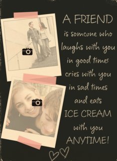 fotokaart zwart met vrienden vriendinnen tekst