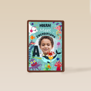 Zwemdiploma kaart met foto en naam