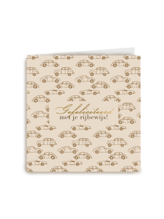 Rijbewijs gefeliciteerd auto's goud kaart