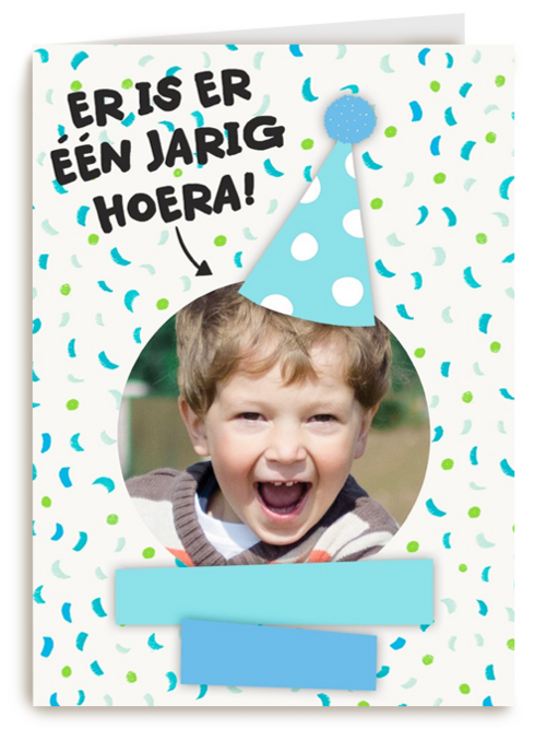 Verjaardagskaart Hallmark | Een Blauwe Fotokaart Met Feesthoed