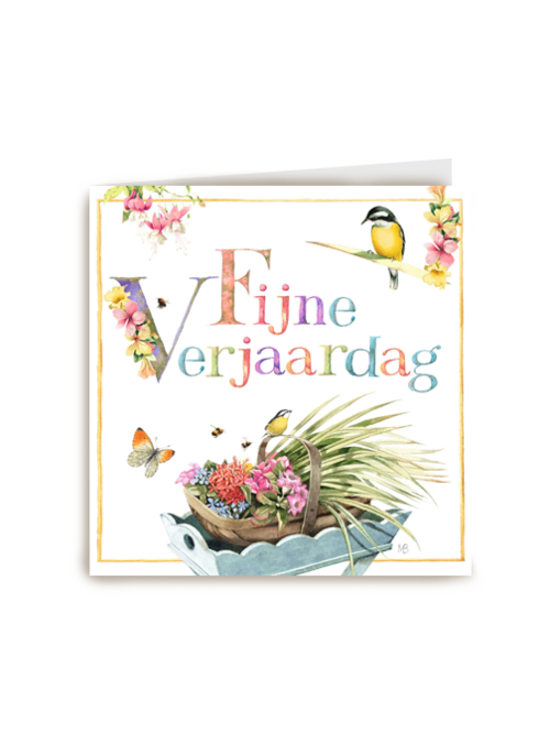 tafel met mandje bloemen