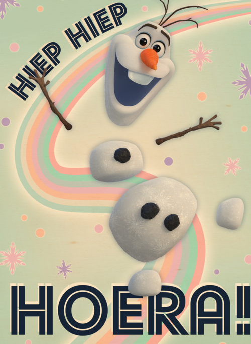 Frozen verjaardagskaart Olaf hiep hiep hoera