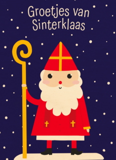 Sinterklaaskaart getekend Groetjes van Sinterklaas