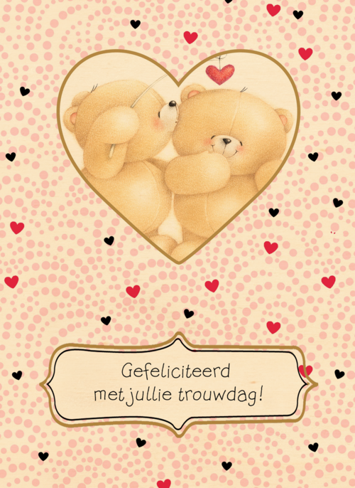 Houten Kaart Huwelijksjubileum | Houten Kaart Hallmark | Huwelijksjubileum | Twee Beren In Hartje